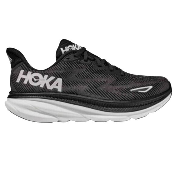 HOKA ONE ONE Clifton 9 \'Black White\' Running Shoes Size W11/M9 main image 15